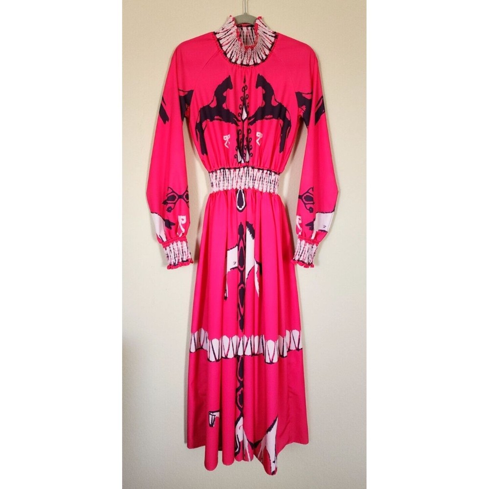 Sunday Up Smocked Maxi Dress Wmn MED Pink Hold Your Horses Print